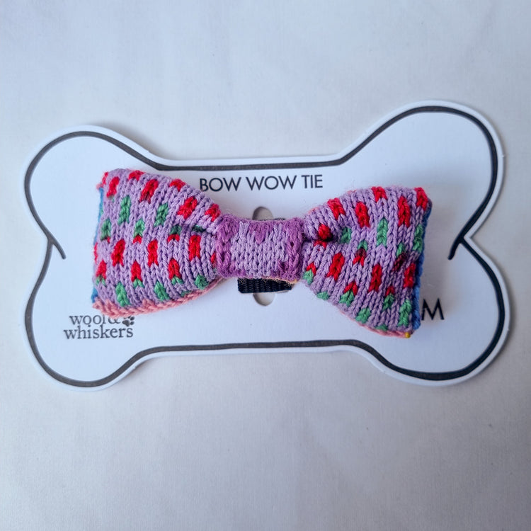 Small - Medium Dog Bow Tie: Rainbow Raindrops (Lilac)