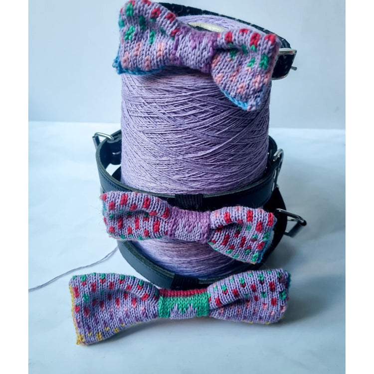 Cat/Tiny Dog Bow Tie: Rainbow Raindrops (Lilac)