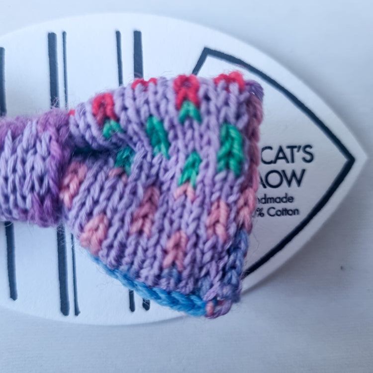 Cat/Tiny Dog Bow Tie: Rainbow Raindrops (Lilac)