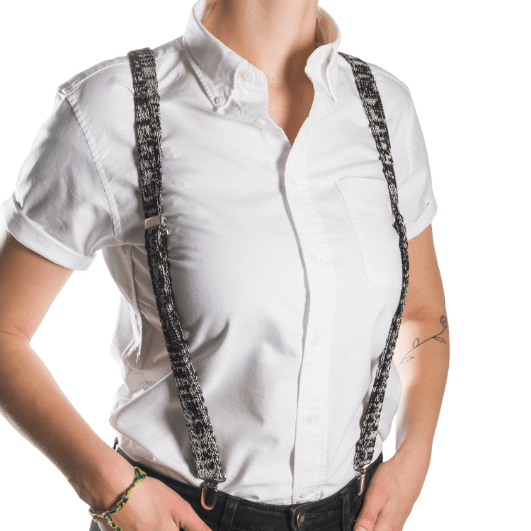 Black and Cream Suspenders / Bretels - Wool & Water
