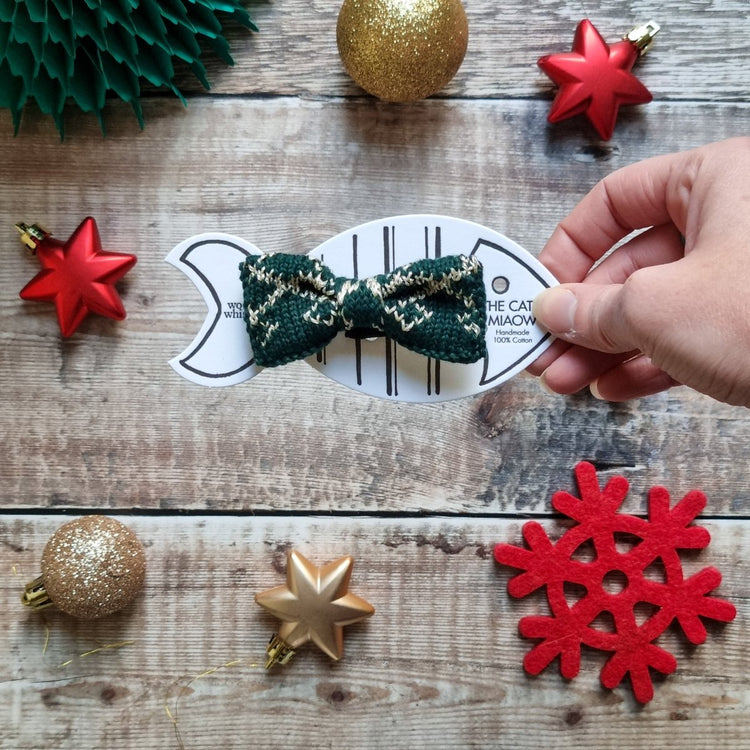 Cat / Tiny Dog Bow Tie: Festive Sparkle - Wool & Water
