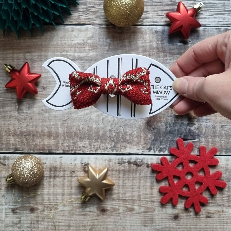 Cat / Tiny Dog Bow Tie: Festive Sparkle - Wool & Water