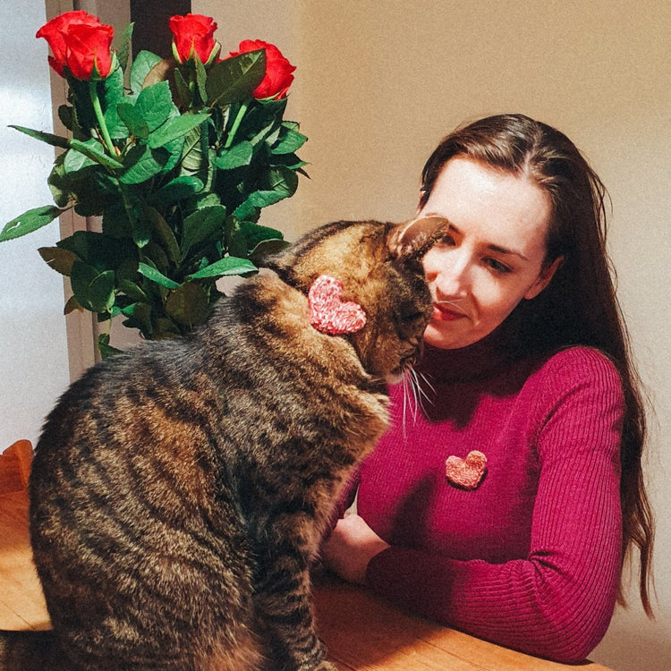 Cat/Dog Love Heart + Pin Set: 3 Sizes Available - Wool & Water