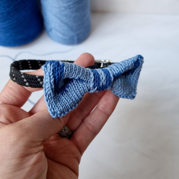 Cat/Tiny Dog Bow Tie: Blue Wave - Wool & Water
