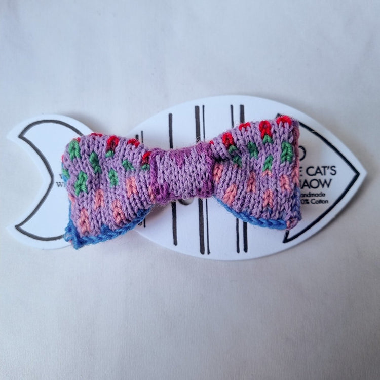 Cat/Tiny Dog Bow Tie: Rainbow Raindrops (Lilac) - Wool & Water