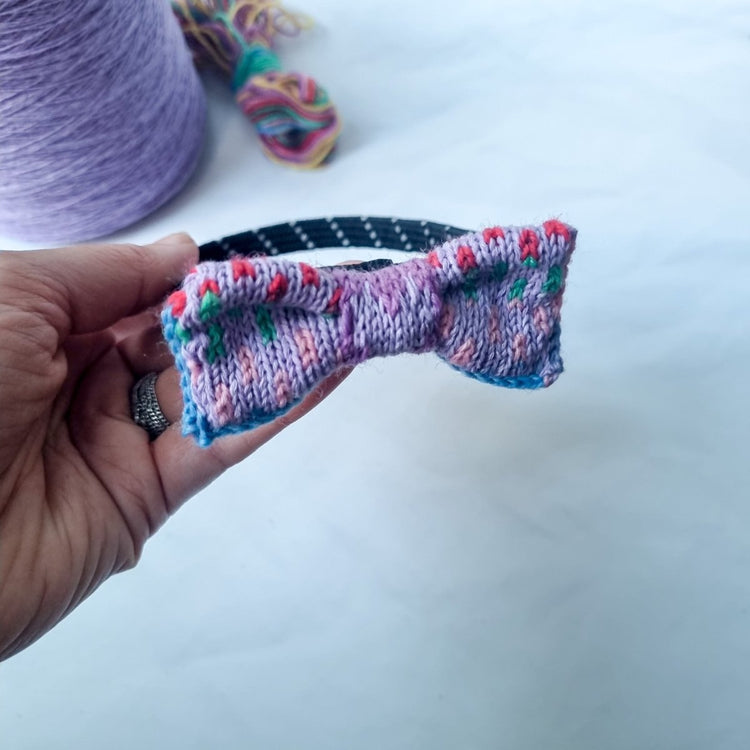 Cat/Tiny Dog Bow Tie: Rainbow Raindrops (Lilac) - Wool & Water