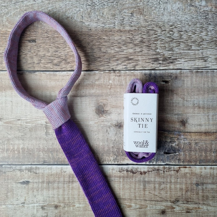 Knitted Tie: Purple + Lilac - Wool & Water