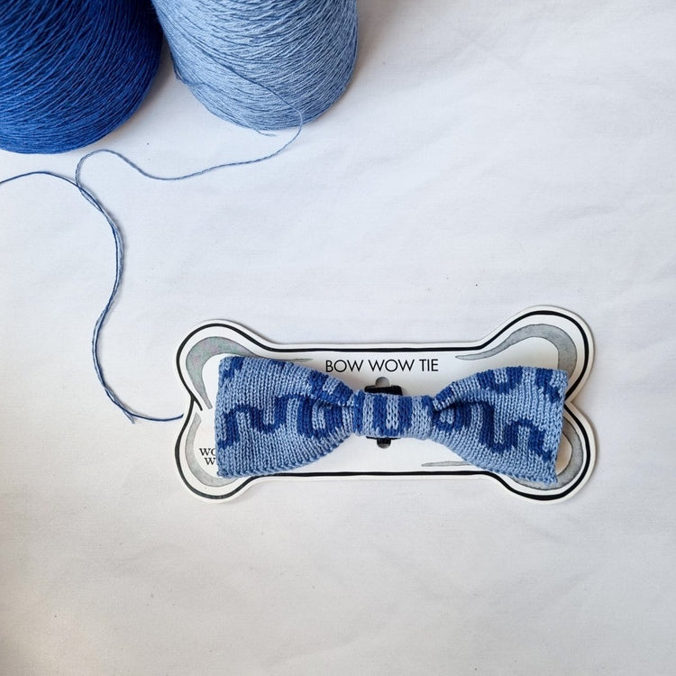 Large Dog Bow Tie: Blue Wave - Wool & Water