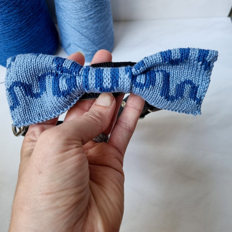 Large Dog Bow Tie: Blue Wave - Wool & Water
