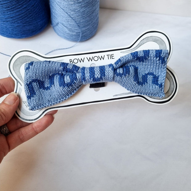 Large Dog Bow Tie: Blue Wave - Wool & Water
