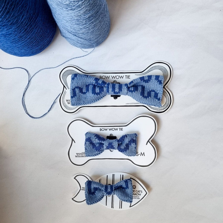 Large Dog Bow Tie: Blue Wave - Wool & Water