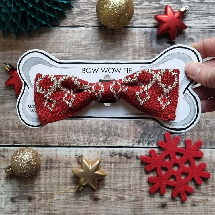 Large Dog Bow Tie: Festive Sparkle - Wool & Water