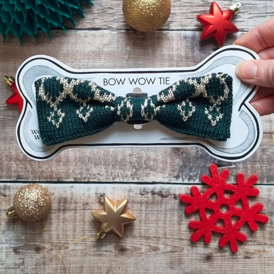 Large Dog Bow Tie: Festive Sparkle - Wool & Water