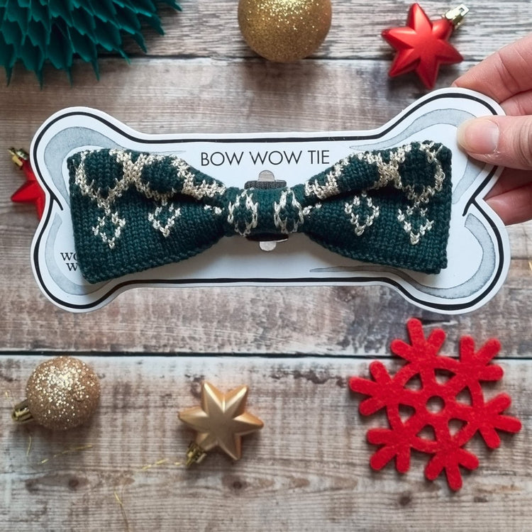 Large Dog Bow Tie: Festive Sparkle - Wool & Water