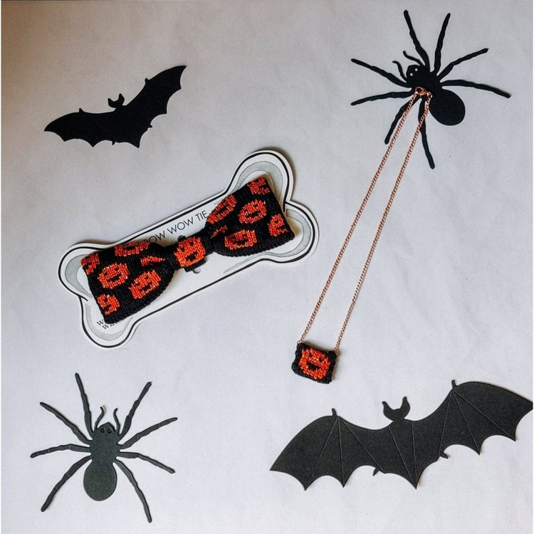 Large Dog Bow Tie: Halloween Pumpkins - Wool & Water