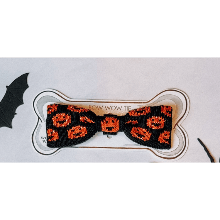 Large Dog Bow Tie: Halloween Pumpkins - Wool & Water