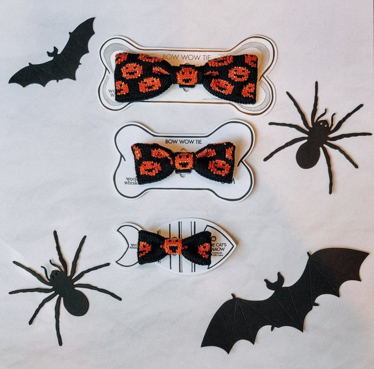 Large Dog Bow Tie: Halloween Pumpkins - Wool & Water