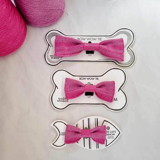 Large Dog Bow Tie: Raspberry Mix - Wool & Water