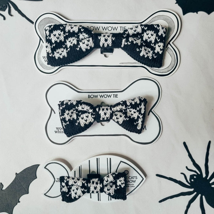 Large Dog Bow Tie: Spooky Ghosts - Wool & Water