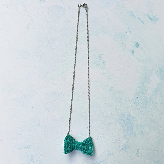 Mini Bow Tie Necklace: Jade Green - Wool & Water