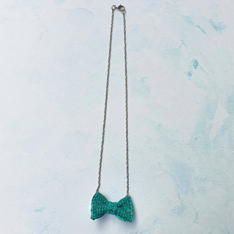 Mini Bow Tie Necklace: Jade Green - Wool & Water