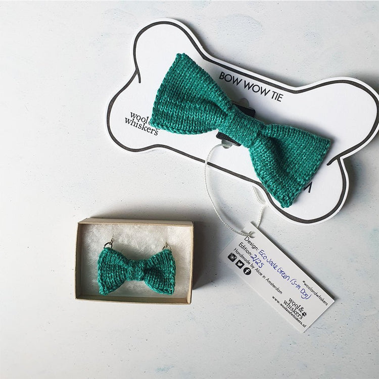 Mini Bow Tie Necklace: Jade Green - Wool & Water
