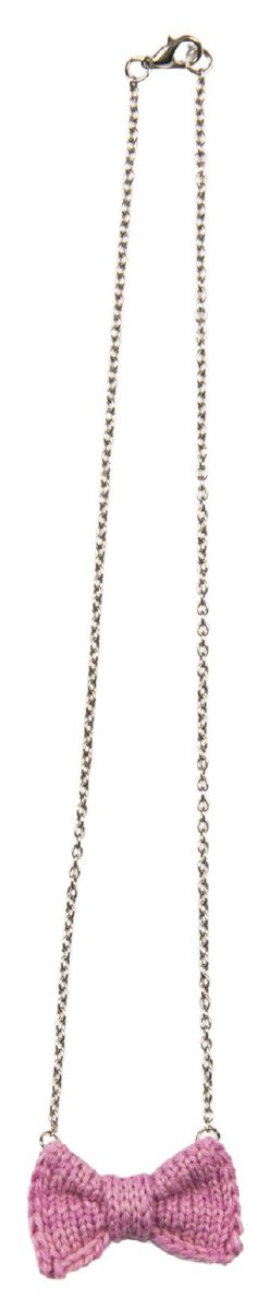 Mini Bow Tie Necklace: Pink - Wool & Water