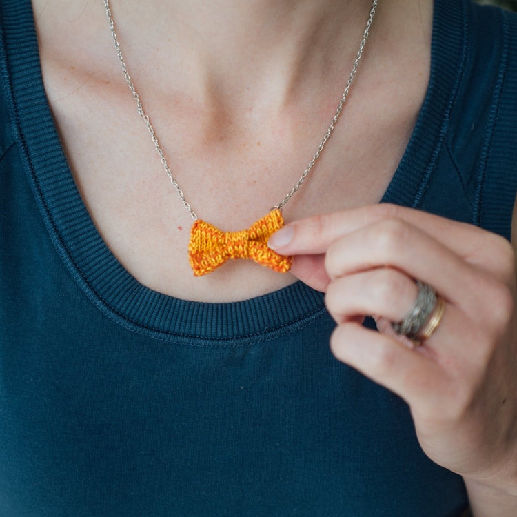 Orange Bow Tie Necklace - Wool & Water