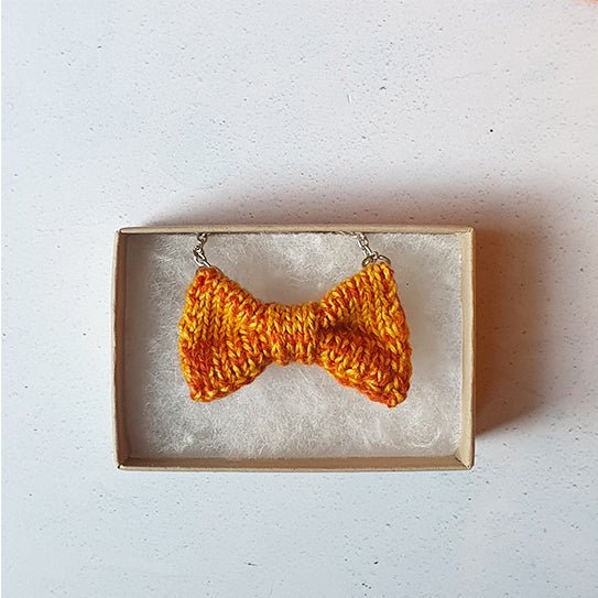 Orange Bow Tie Necklace - Wool & Water