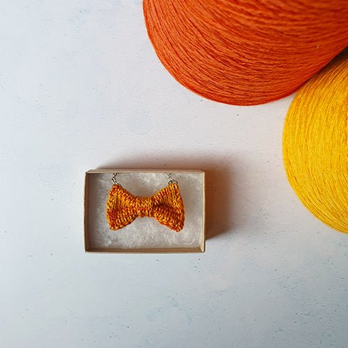 Orange Bow Tie Necklace - Wool & Water