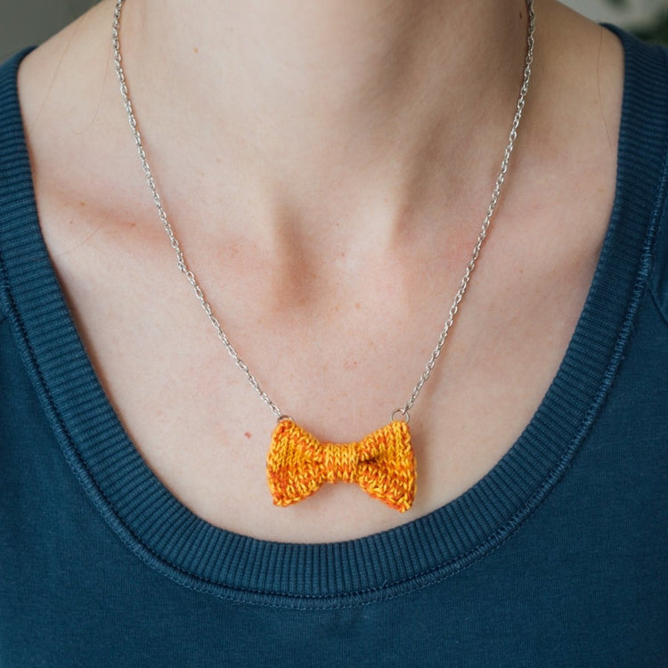 Orange Bow Tie Necklace - Wool & Water