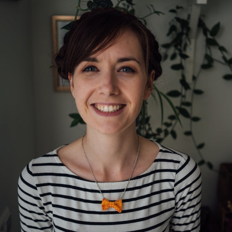 Orange Bow Tie Necklace - Wool & Water