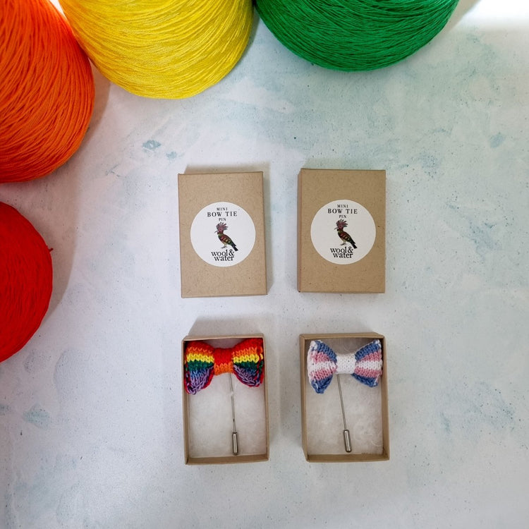 PRIDE: Mini Bow Tie Pin - Wool & Water