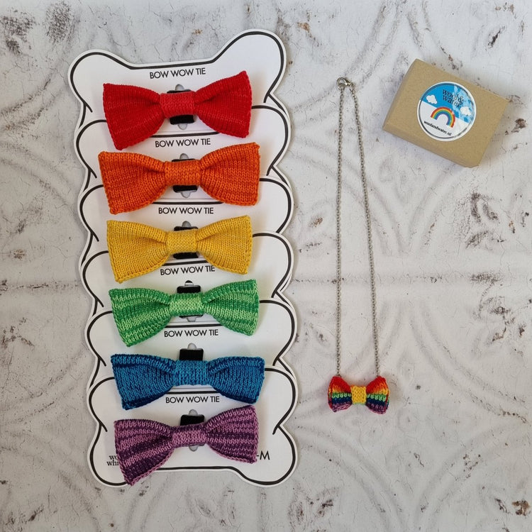 RainBOW Dog Bow Tie + Necklace Set (Special Edition) - Wool & Water