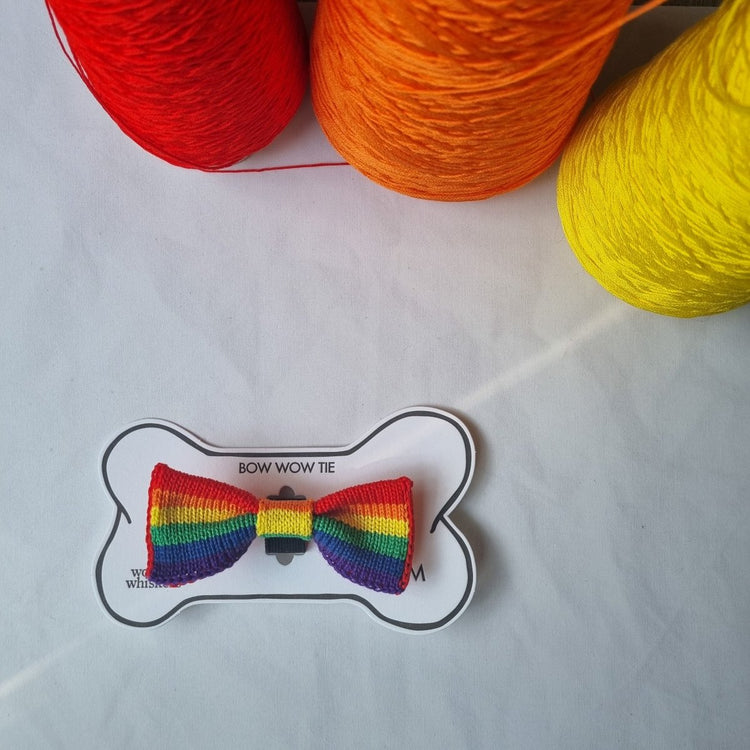 Rainbow / PRIDE Dog Bowtie: Small - Medium Dog - Wool & Water