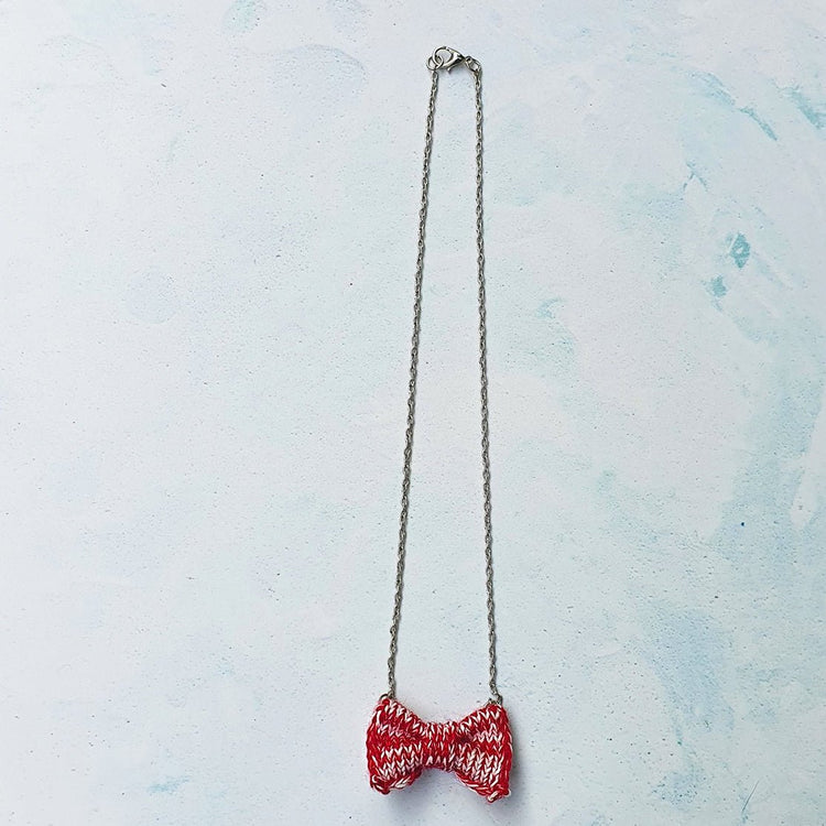 Red Bow Tie Necklace - Wool & Water
