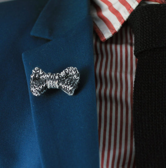 Red / White Bow Tie Pin - Wool & Water