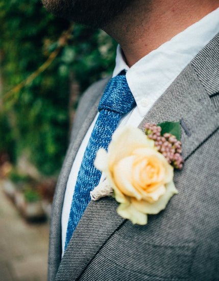 Skinny Tie: Blue Mix (Textured) - Wool & Water
