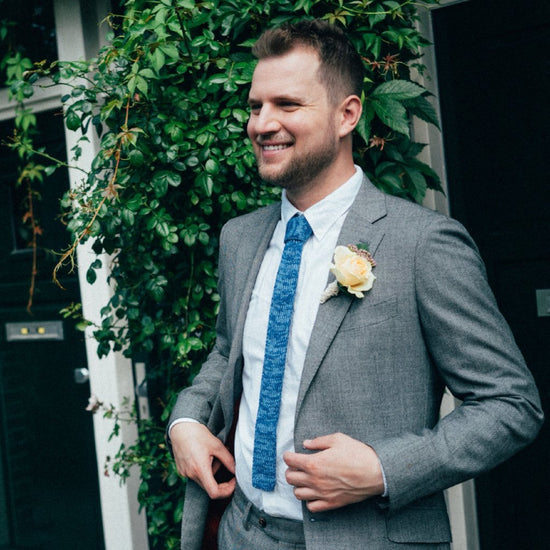 Skinny Tie: Blue Mix (Textured) - Wool & Water
