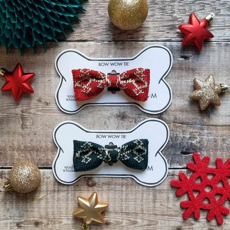 Small - Medium Dog Bow Tie: Festive Sparkle - Wool & Water