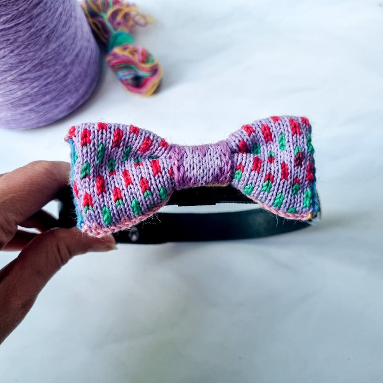 Small - Medium Dog Bow Tie: Rainbow Raindrops (Lilac) - Wool & Water