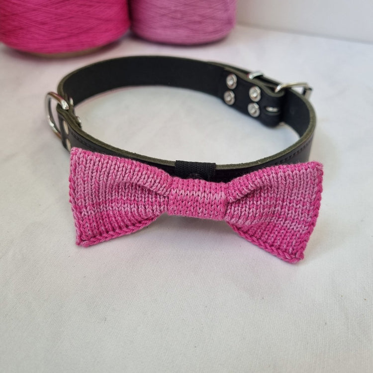 Small - Medium Dog Bow Tie: Raspberry Mix - Wool & Water
