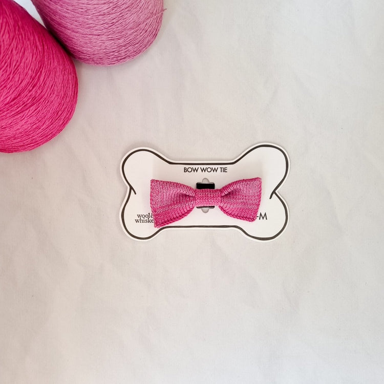 Small - Medium Dog Bow Tie: Raspberry Mix - Wool & Water