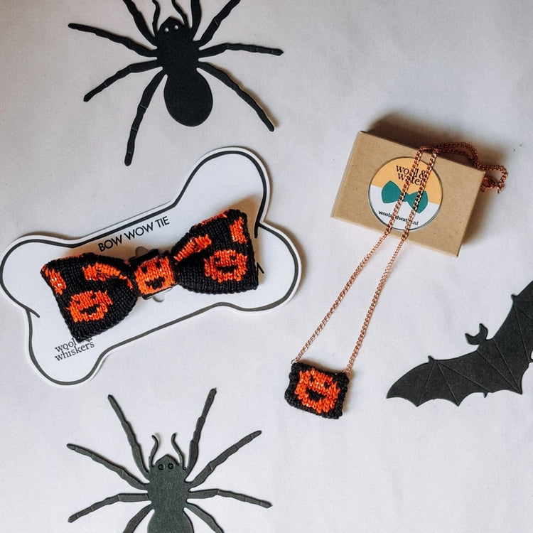 Small to Medium Dog Bow Tie: Halloween Pumpkins - Wool & Water
