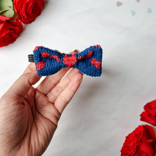 The Love Bow Tie (Petrol Blue + Reds) : Cat/Tiny Dog - Wool & Water