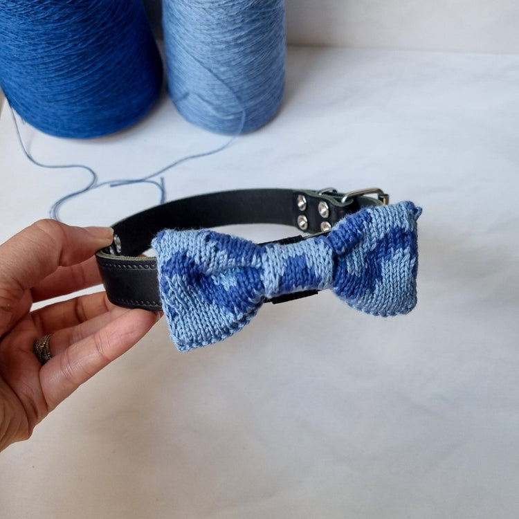 Small - Medium Dog Bow Tie: Blue Wave - Wool & Water
