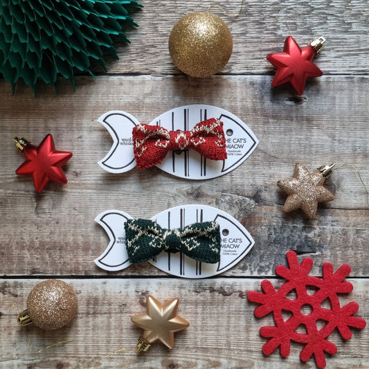 Cat / Tiny Dog Bow Tie: Festive Sparkle - Wool & Water