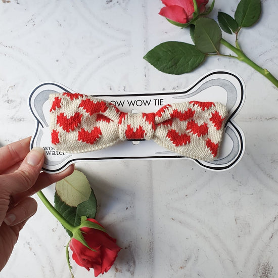 The Love Bow Tie (Cream + Red): Large Dog - Wool & Water